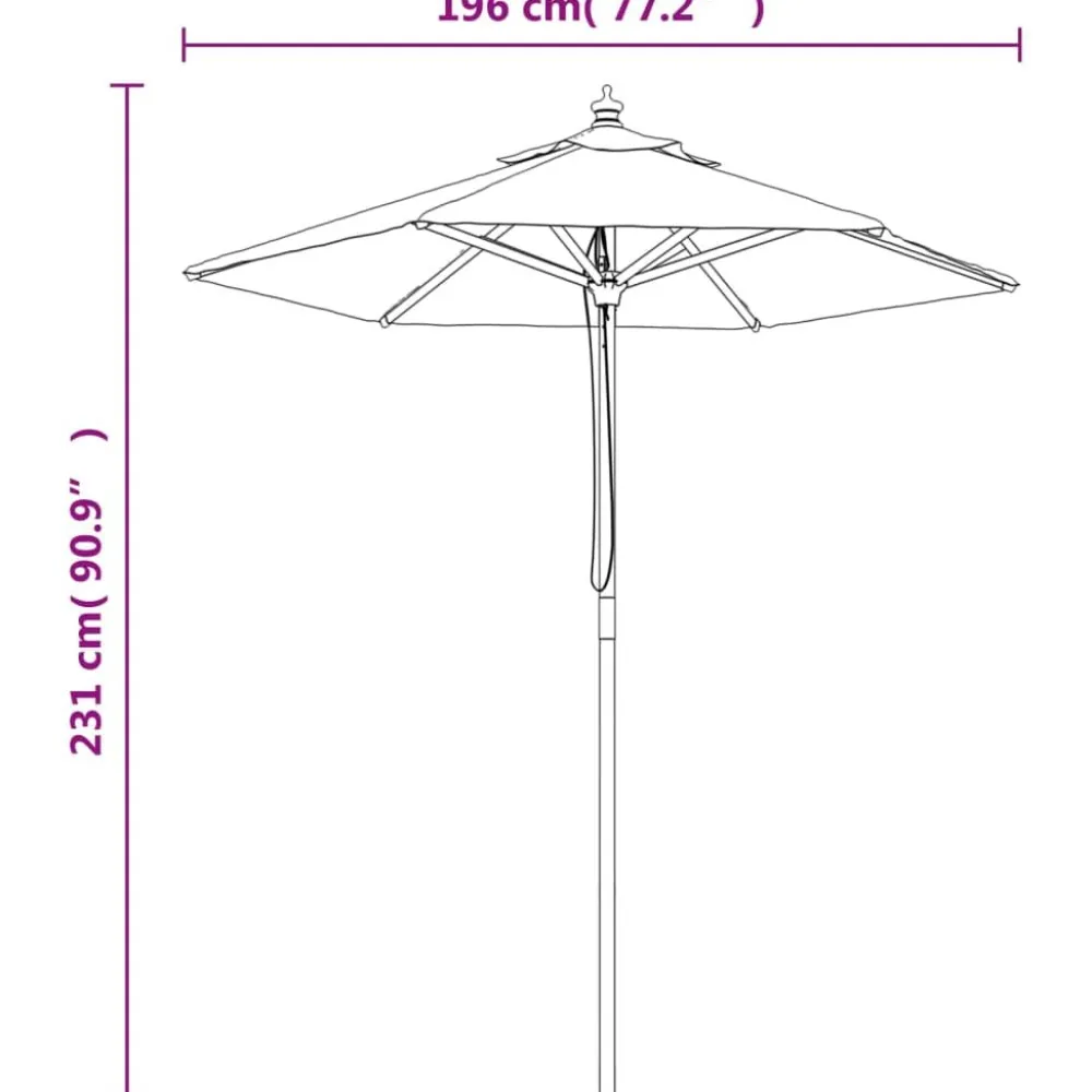 Online FinePRICE Puutarhan aurinkovarjo puutolppa vihreä 196x231 cm