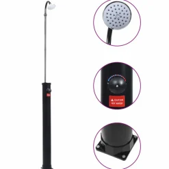 FinePRICE Puutarhan aurinkovoimasuihku musta 215 cm 8 l