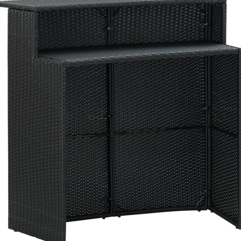 Discount FinePRICE Puutarhan baaripöytä, musta, 120x55x110 cm, polyrottinki