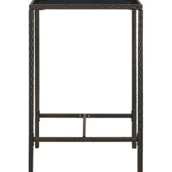 Hot FinePRICE Puutarhan baaripöytä, ruskea, 70x70x110 cm, polyrottinki ja lasi