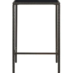 Hot FinePRICE Puutarhan baaripöytä, ruskea, 70x70x110 cm, polyrottinki ja lasi