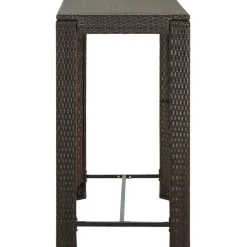 FinePRICE Puutarhan baaripöytä ruskea 100x60,5x110,5 cm polyrottinki