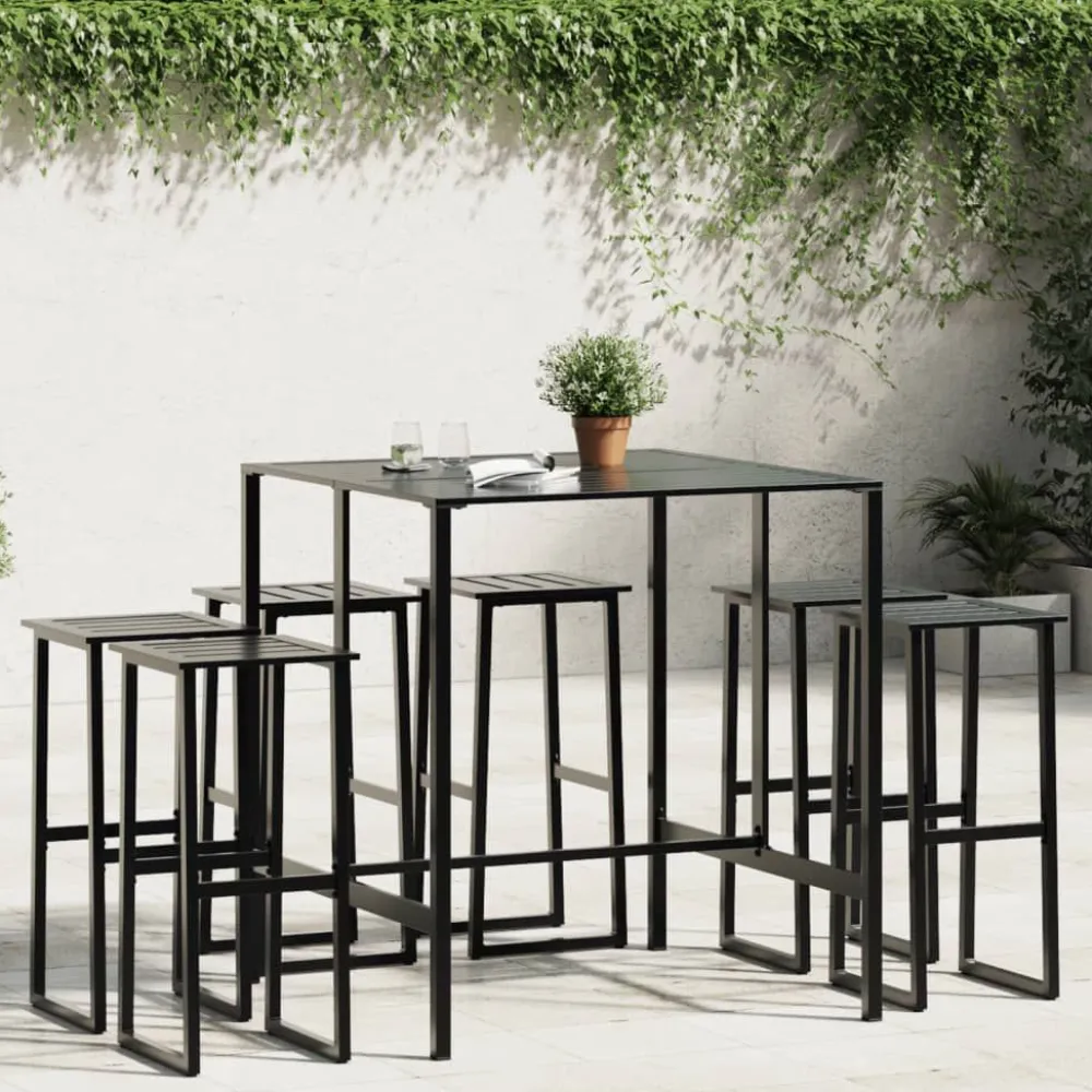 FinePRICE Puutarhan Bistrosarja 5-osainen musta jauhemaalattu teräs (83751)