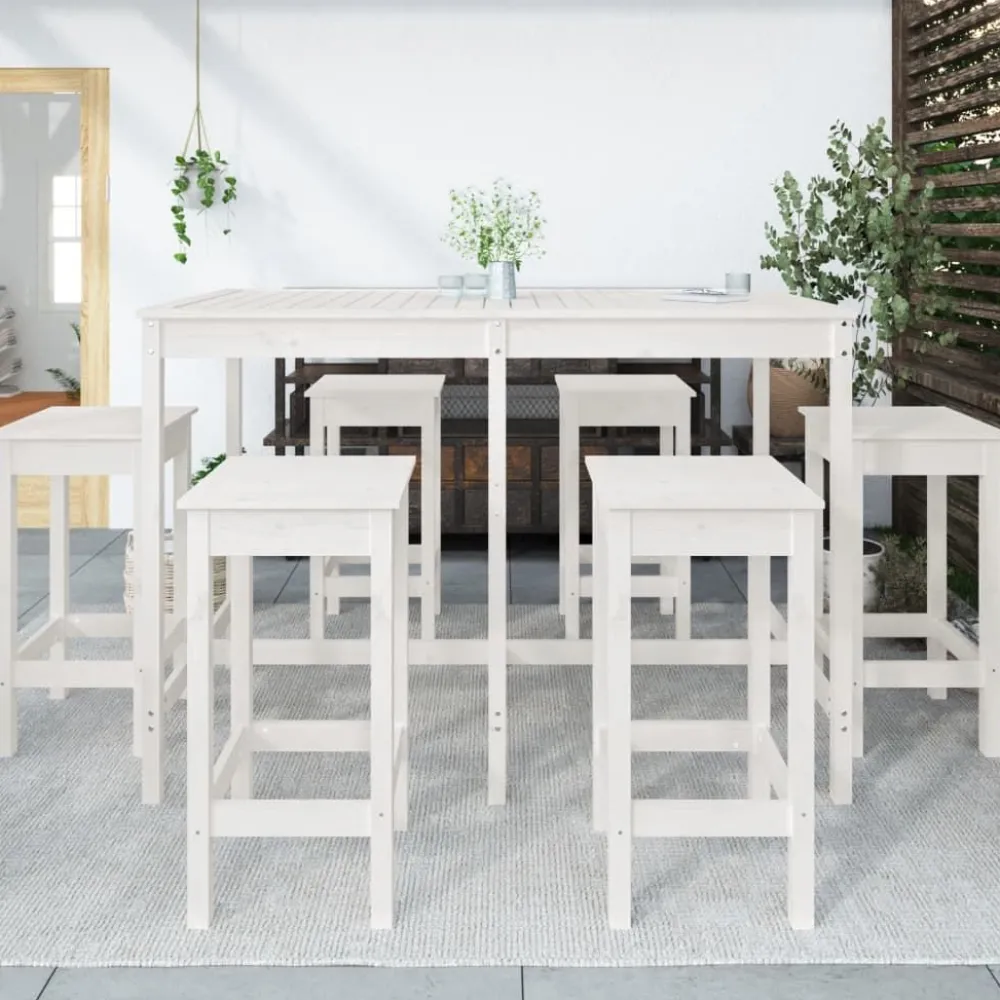 Online FinePRICE Puutarhan bistrosarja 7-osainen valkoinen täysi mänty (54756)