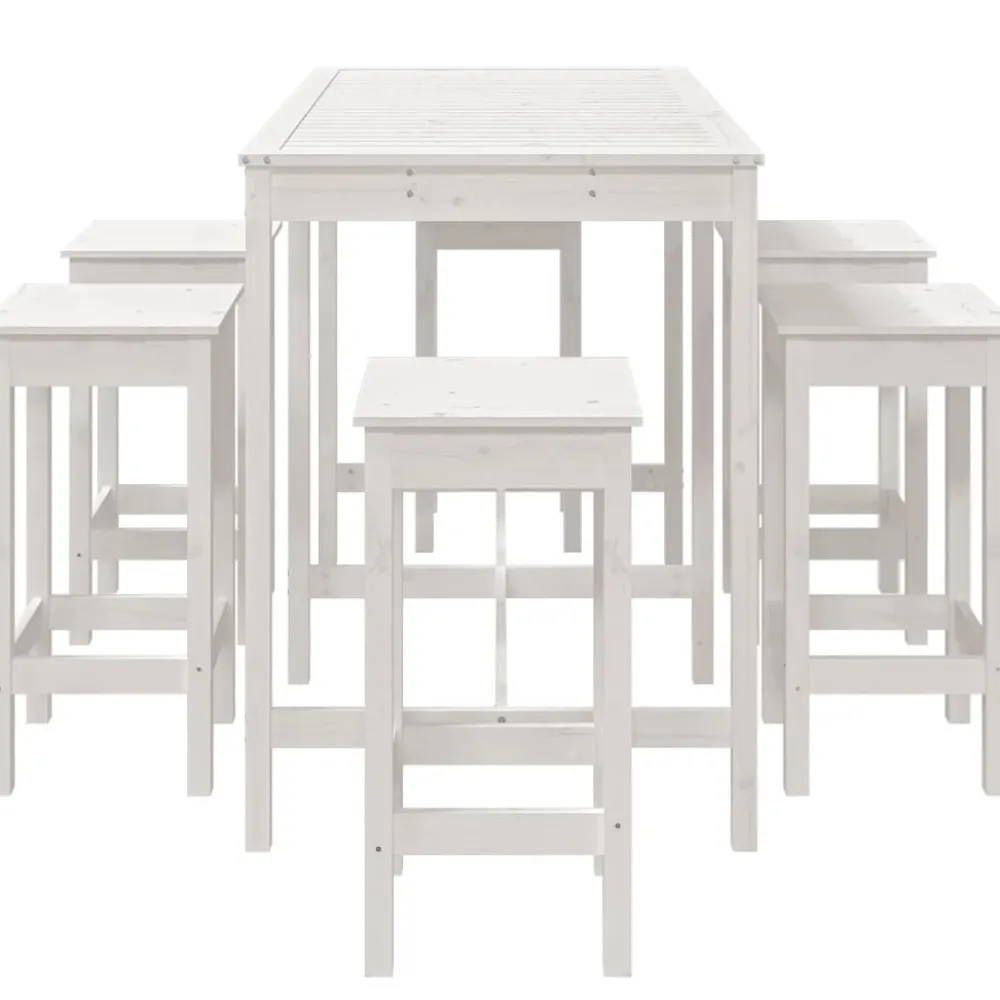 Online FinePRICE Puutarhan bistrosarja 7-osainen valkoinen täysi mänty (54756)