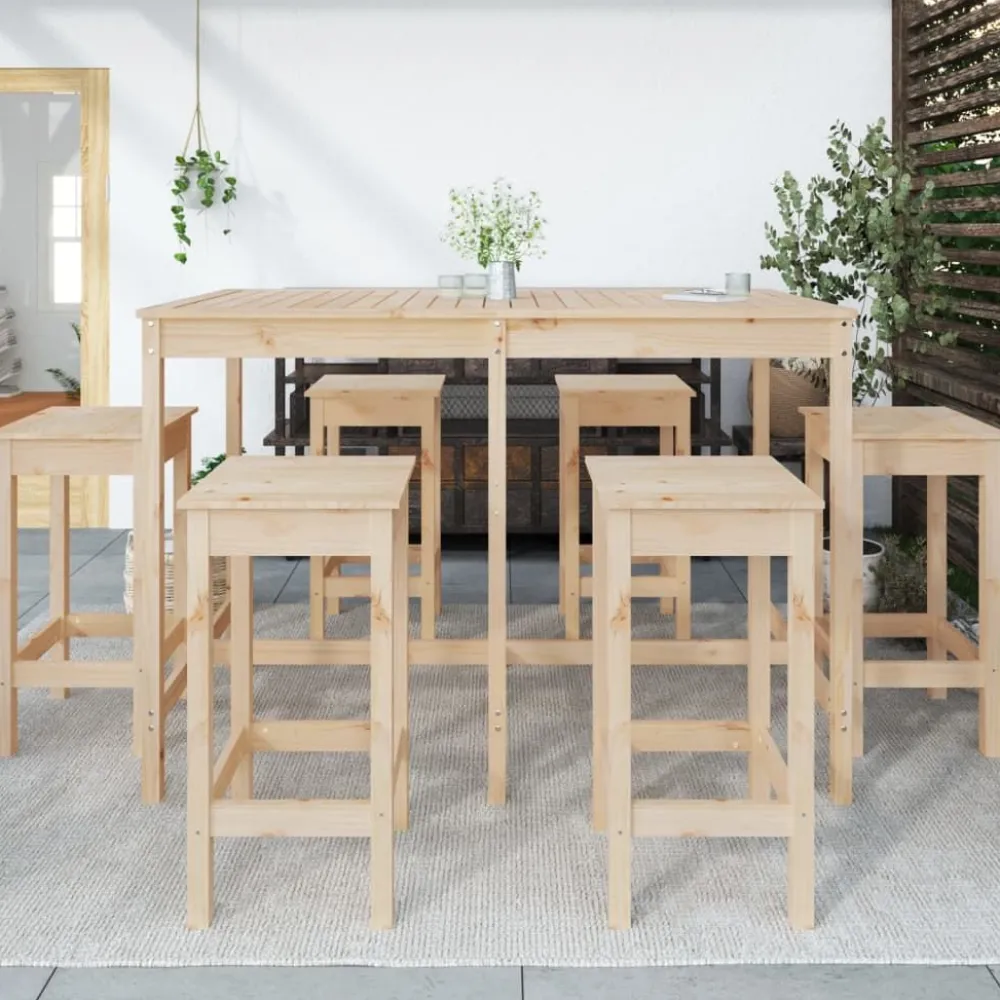Online FinePRICE Puutarhan bistrosarja 7-osainen valkoinen täysi mänty (54756)