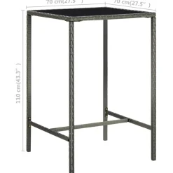 Clearance FinePRICE Puutarhan bistrosarja 3-osainen polyrottinki (64838) Harmaa