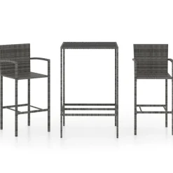 Clearance FinePRICE Puutarhan bistrosarja 3-osainen polyrottinki (64838) Harmaa