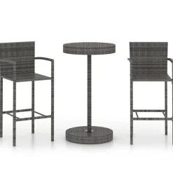 Outlet FinePRICE Puutarhan bistrosarja 3-osainen polyrottinki (64770) Harmaa