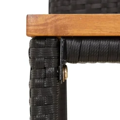 FinePRICE Puutarhan bistrosarja 3-osainen musta polyrottinki/täysi akasiapuu (87725)
