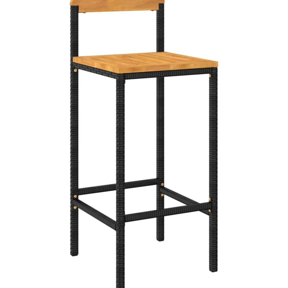 FinePRICE Puutarhan bistrosarja 3-osainen musta polyrottinki/täysi akasiapuu (87725)