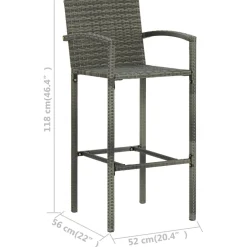 FinePRICE Puutarhan bistrosarja 3-osainen harmaa (64887)