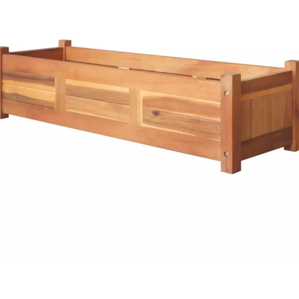 Clearance FinePRICE Puutarhan korotettu kukkalaatikko akaasiapuu 100x30x25 cm