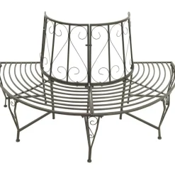 Outlet FinePRICE Puutarhan puolipyöreä puunympäryspenkki, 160 cm, teräs