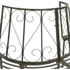 Outlet FinePRICE Puutarhan puolipyöreä puunympäryspenkki, 160 cm, teräs