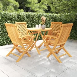 Clearance FinePRICE Puutarhan ruokailuryhmä 5-osainen täysi tiikki (59580)