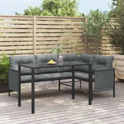 Sale FinePRICE Puutarhan ruokapöytä antrasiitti 110x54x70 cm teräs (64600)