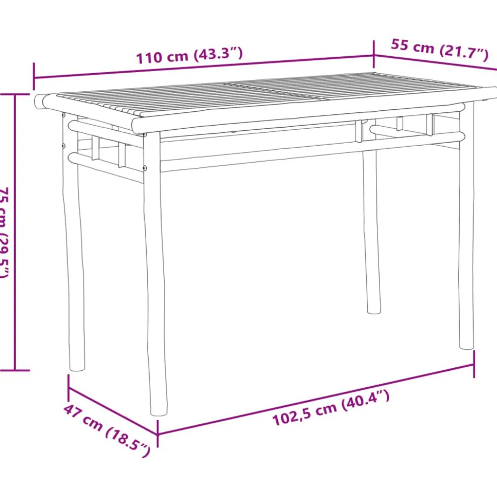 Discount FinePRICE Puutarhan ruokapöytä 110x55x75 cm bambu (68031)