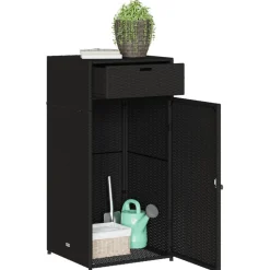 New FinePRICE Puutarhan säilytyskaappi musta 55x55x111 cm polyrottinki
