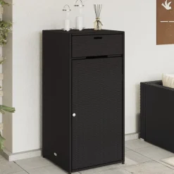 New FinePRICE Puutarhan säilytyskaappi musta 55x55x111 cm polyrottinki