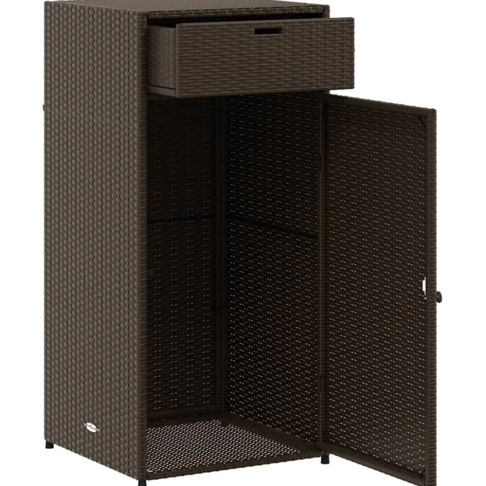 New FinePRICE Puutarhan säilytyskaappi ruskea 55x55x111 cm polyrottinki