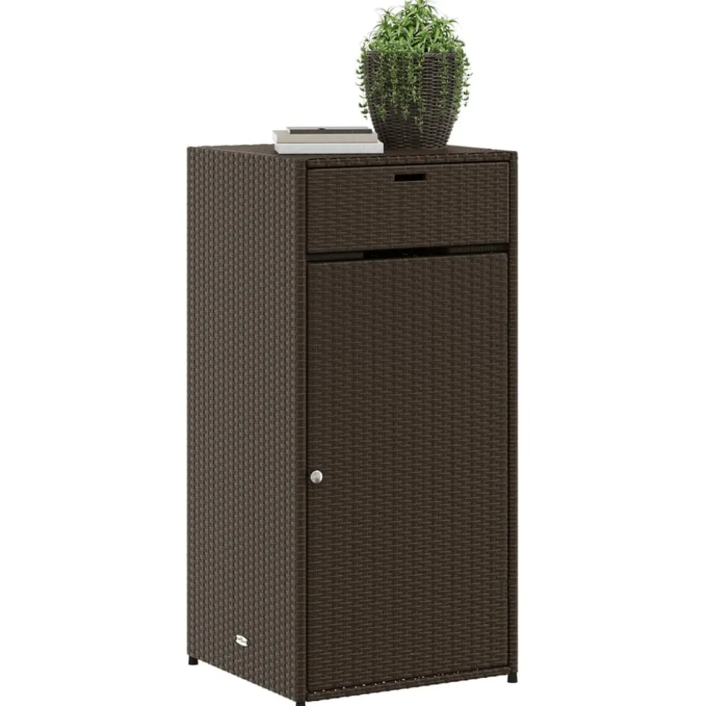 New FinePRICE Puutarhan säilytyskaappi ruskea 55x55x111 cm polyrottinki