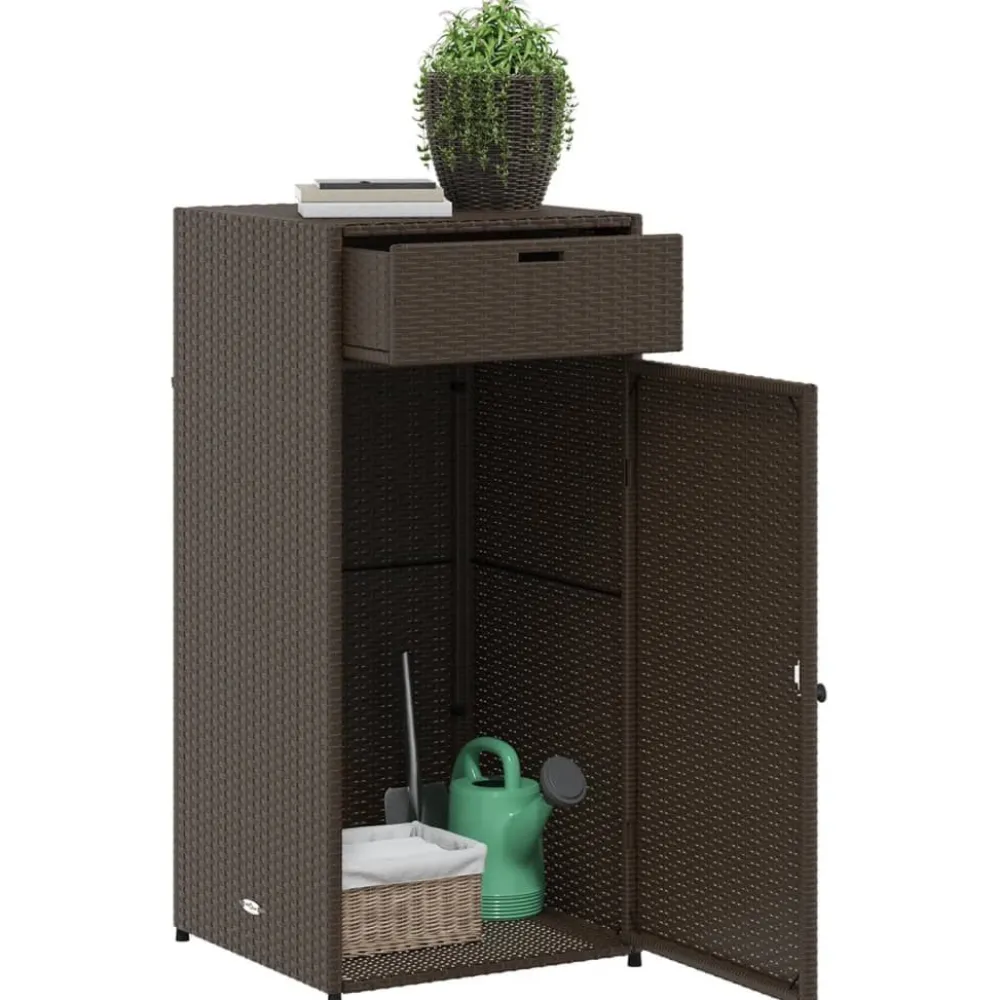 New FinePRICE Puutarhan säilytyskaappi ruskea 55x55x111 cm polyrottinki