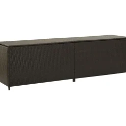 Clearance FinePRICE Puutarhan säilytyslaatikko polyrottinki 200x50x60 cm ruskea