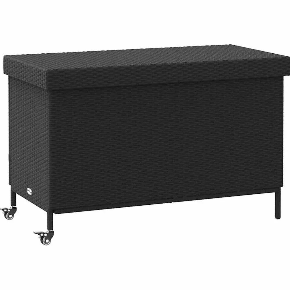 New FinePRICE Puutarhan säilytyslaatikko pyörillä musta 110x55x73 cm (03826)