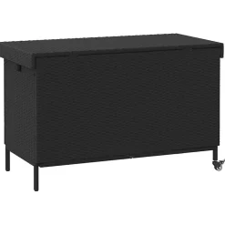 New FinePRICE Puutarhan säilytyslaatikko pyörillä musta 110x55x73 cm (03826)
