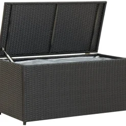 Clearance FinePRICE Puutarhan säilytyslaatikko polyrottinki 100x50x50 cm musta