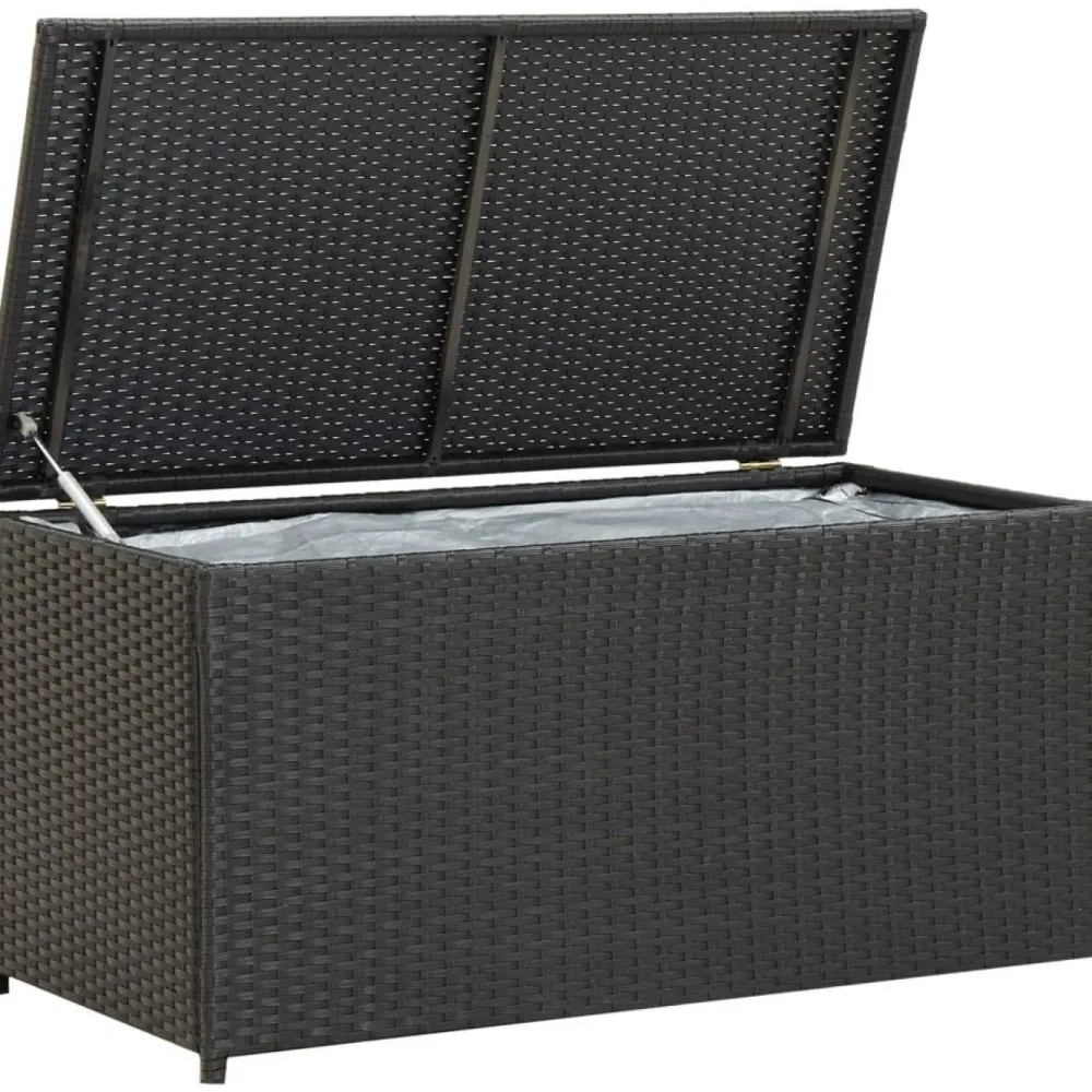 Clearance FinePRICE Puutarhan säilytyslaatikko polyrottinki 100x50x50 cm musta