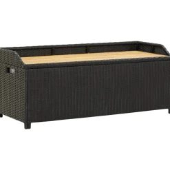 New FinePRICE Puutarhan säilytyspenkki 120 cm polyrottinki musta