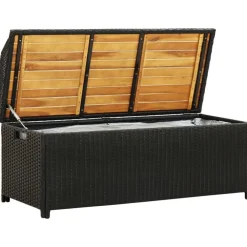 New FinePRICE Puutarhan säilytyspenkki 120 cm polyrottinki musta