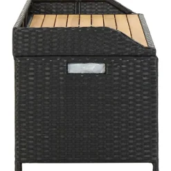 New FinePRICE Puutarhan säilytyspenkki 120 cm polyrottinki musta