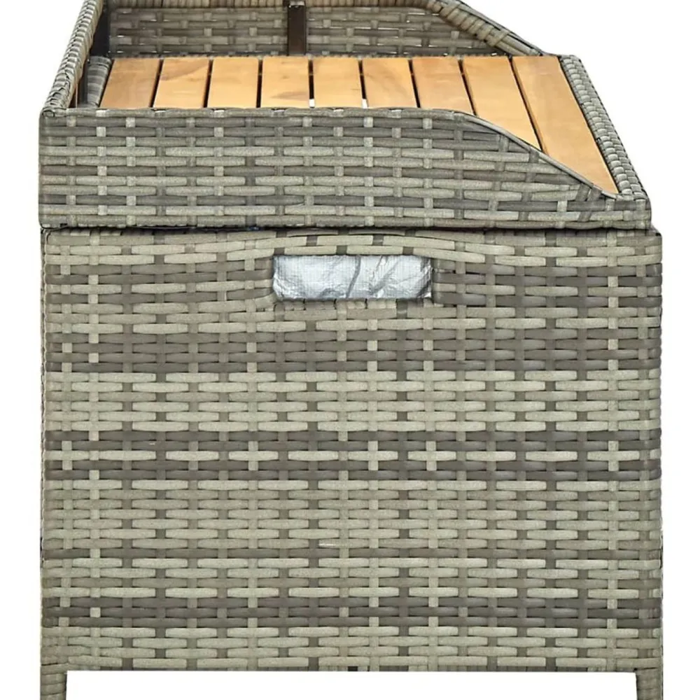 Discount FinePRICE Puutarhan säilytyspenkki 120 cm polyrottinki harmaa