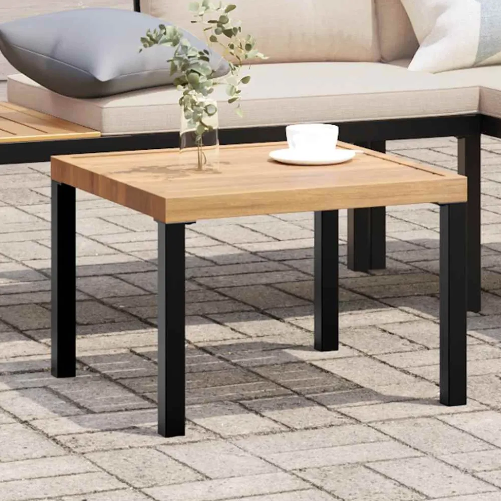 Best FinePRICE Puutarhan sohvapöytä musta 55x55x39,5 cm jauhemaalattu teräs (08568)