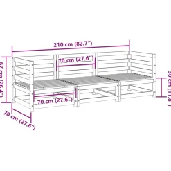 Outlet FinePRICE Puutarhan sohvasarja 3-osainen täysi douglaskuusi (99266)