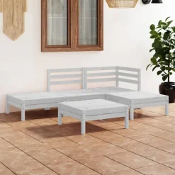 New FinePRICE Puutarhan sohvasarja 5-osainen valkoinen täysi mänty (82623)