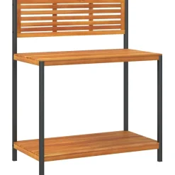 Sale FinePRICE Puutarhan työpöytä 90x50x110 cm täysi akasiapuu ja teräs (67619)
