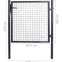 Outlet FinePRICE Puutarhan verkkoportti galvanoitu teräs 85.5x100cm harmaa
