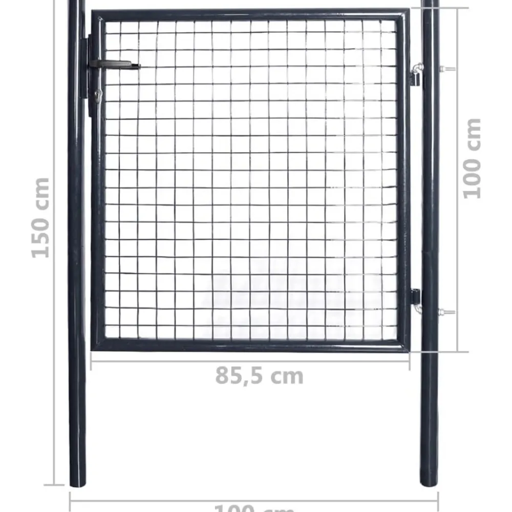 Outlet FinePRICE Puutarhan verkkoportti galvanoitu teräs 85.5x100cm harmaa