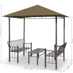 Best FinePRICE Puutarhapaviljonki pöydällä ja penkeillä 2,5x1,5x2,4m 180 g/m²