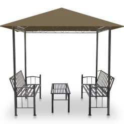 Best FinePRICE Puutarhapaviljonki pöydällä ja penkeillä 2,5x1,5x2,4m 180 g/m²
