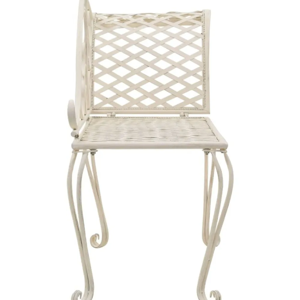 New FinePRICE Puutarhapenkki 128 cm metalli antiikinvalkoinen