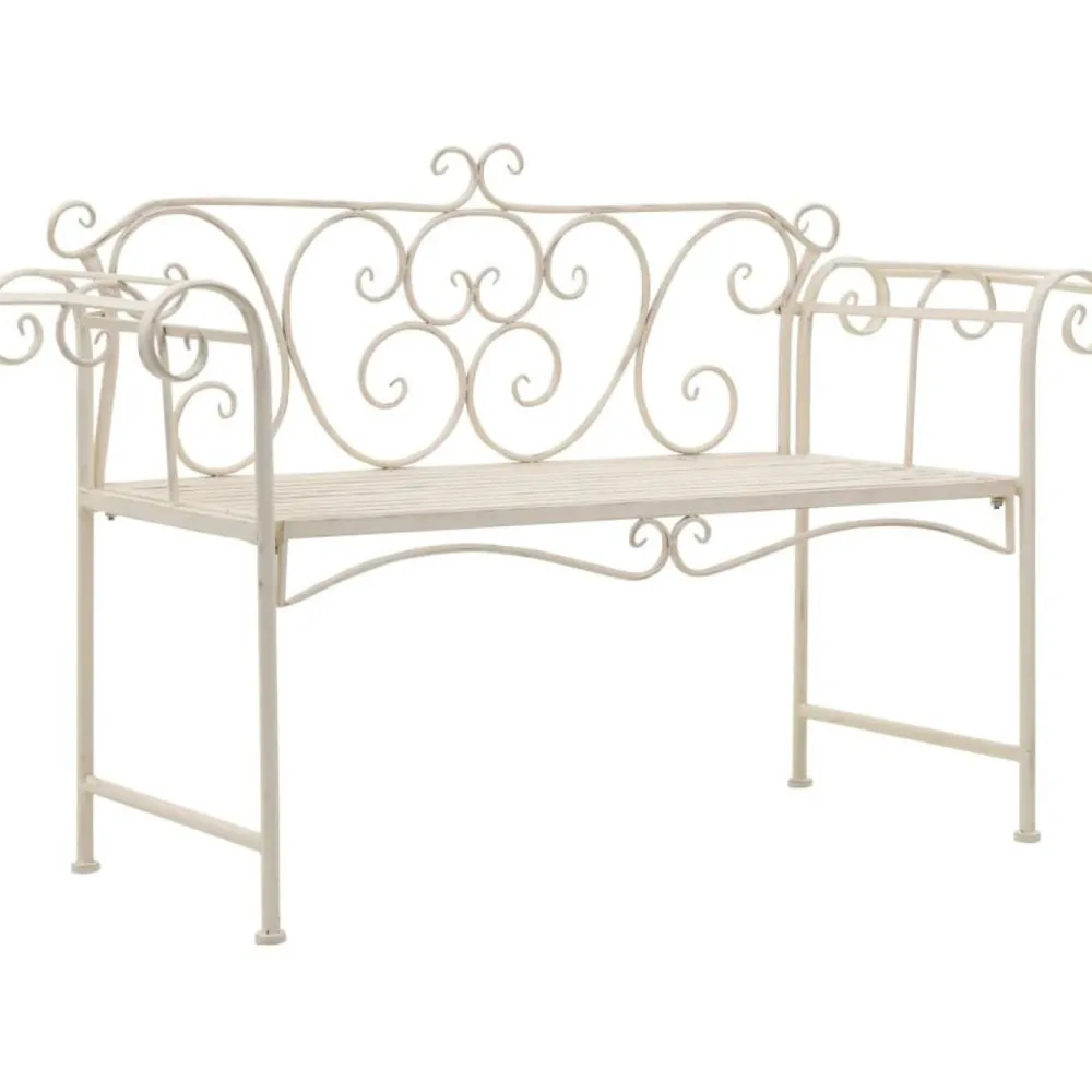 Best FinePRICE Puutarhapenkki 132 cm metalli antiikinvalkoinen