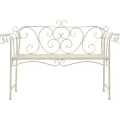 Best FinePRICE Puutarhapenkki 132 cm metalli antiikinvalkoinen