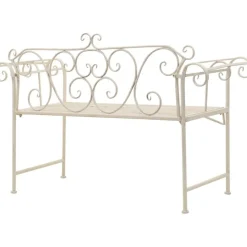 Best FinePRICE Puutarhapenkki 132 cm metalli antiikinvalkoinen