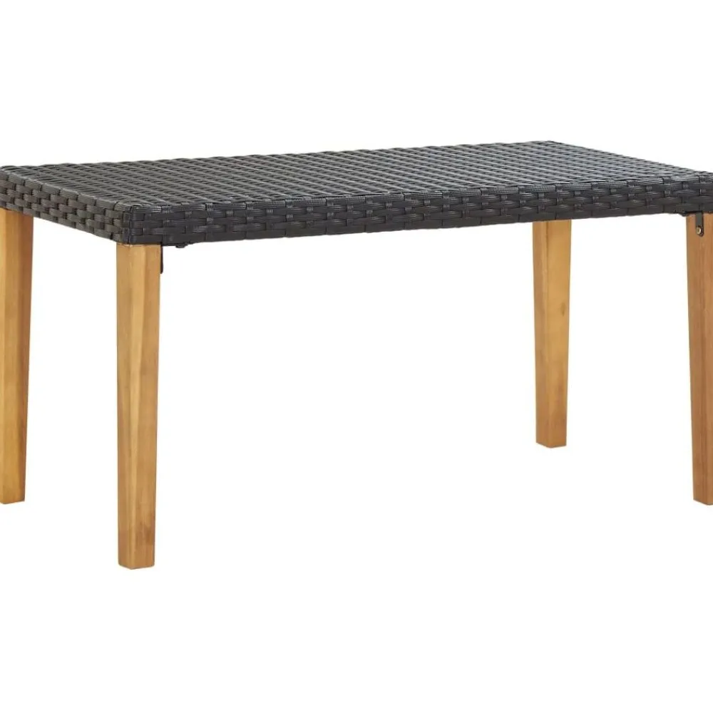 Clearance FinePRICE Puutarhapenkki 120 cm musta polyrottinki ja täysi akaasiapuu