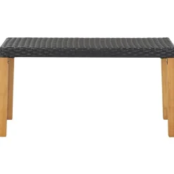 Clearance FinePRICE Puutarhapenkki 120 cm musta polyrottinki ja täysi akaasiapuu